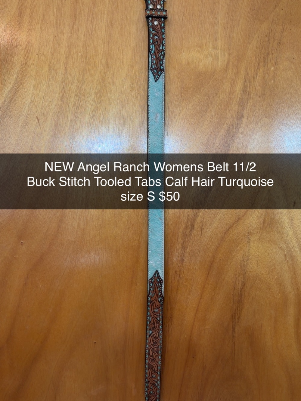 Angel Ranch Women's Turquoise Tooled Leather Belt